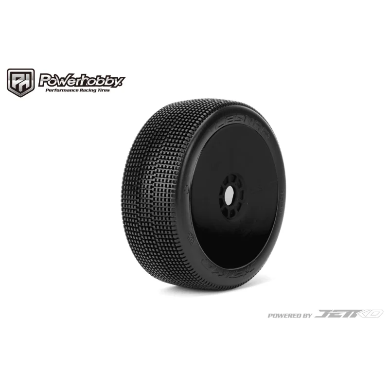 Powerhobby Lesnar 1/8 Buggy Mounted Tires Black Dish Wheels (2) Ultra Soft