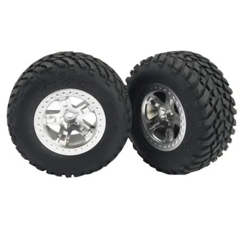 Traxxas TRA5875 Off-Road 2.2 Tires Satin-Finish Chrome Wheels Fr: 1/10 2wd Slash