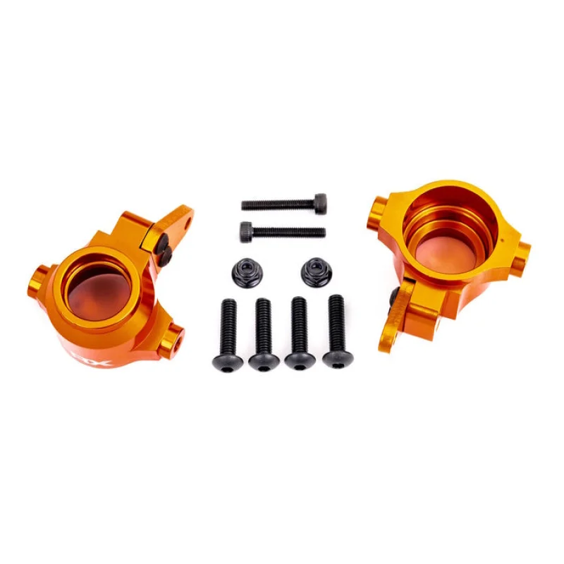 Traxxas 9635T Steering blocks, 6061-T6 aluminum (Orange-anodized), left & right