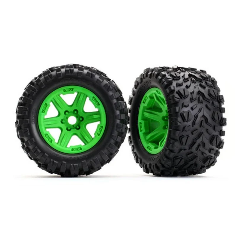 Traxxas 8672G Tire /Wheel Assembled Glued (Green Wheels, Talon EXT Tires)