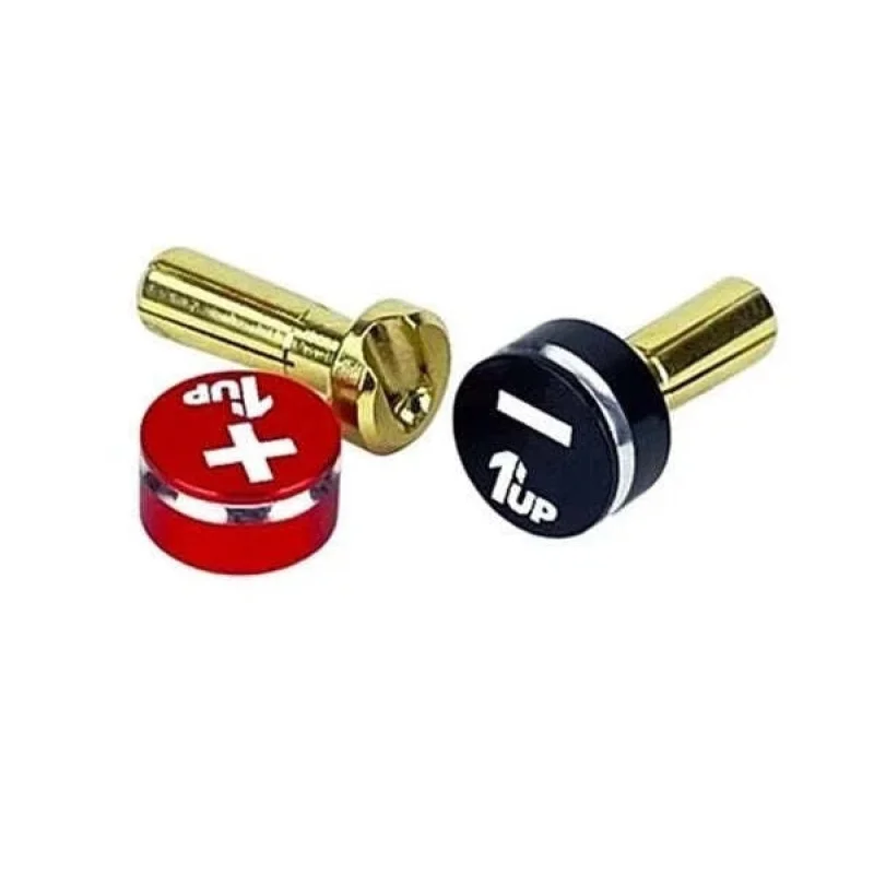 1UP Racing 1UP190431 LowPro Bullet Plugs & Grips, 4mm, Black/Red