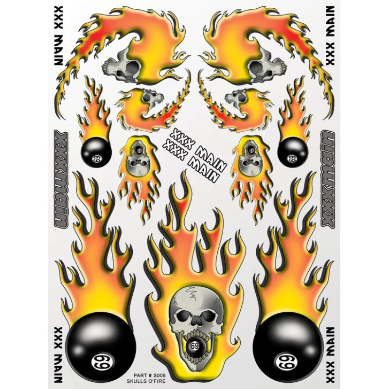 XXX Main XXXS006 Skulls O’Fire Sticker Sheet