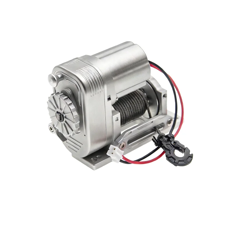 1/10 Simulated 8274 Vertical Winch Aluminum 6-12.4V 50lbs Silver for 1/10 Rock Crawler