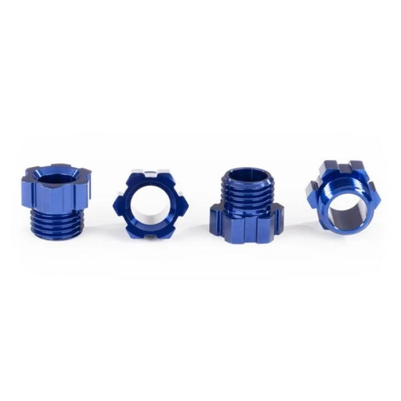 Traxxas 8886X Stub Axle Nut Aluminum (Blue-Anodized) (4) TRX-4