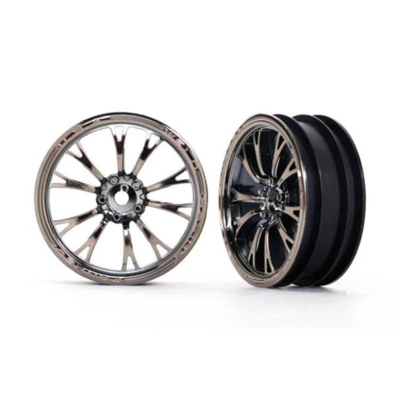 Traxxas 9472X Wheels Weld Black/Chrome (Front) (2) Drag Slash