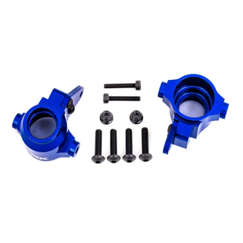Traxxas 9635X Steering blocks, 6061-T6 aluminum (Blue-anodized), left & right