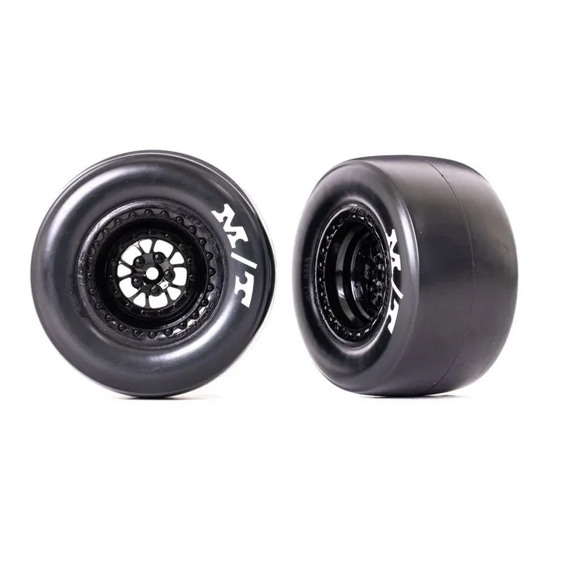Traxxas TRA9476 Drag Slash Rear Tires w/ Weld Gloss Black Wheels (Sticky) (2)